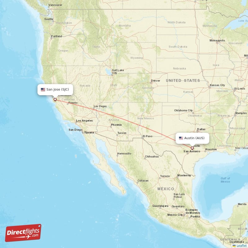 SJC - AUS route map