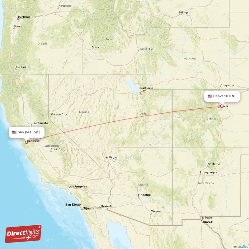 SJC - DEN route map