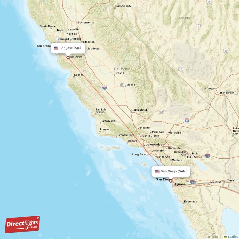 Direct flights from San Jose to San Diego SJC to SAN non stop