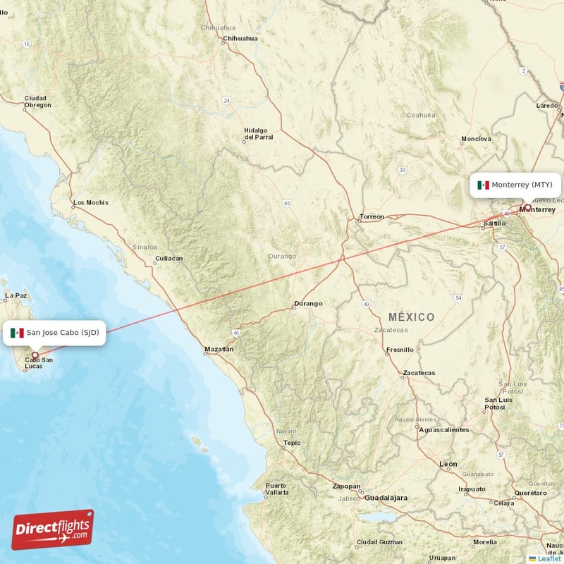 SJD - MTY route map