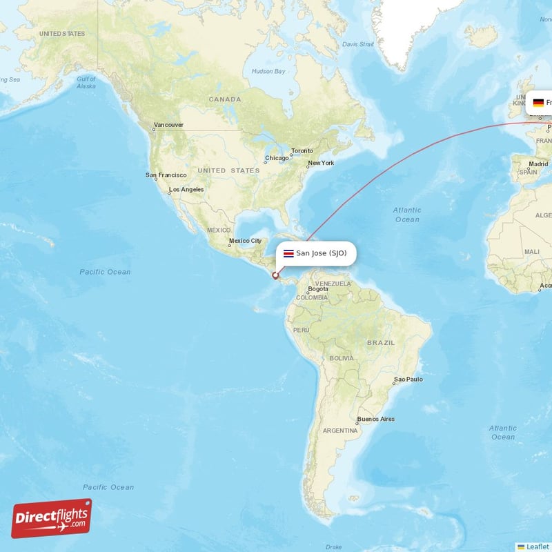 SJO - FRA route map