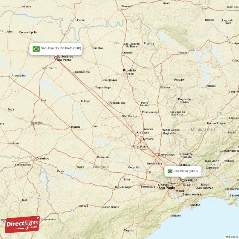 Direct flights from Sao Jose Do Rio Preto to Sao Paulo, SJP to GRU non ...