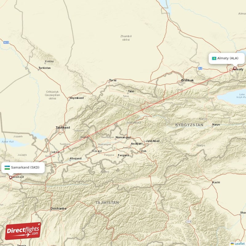SKD - ALA route map