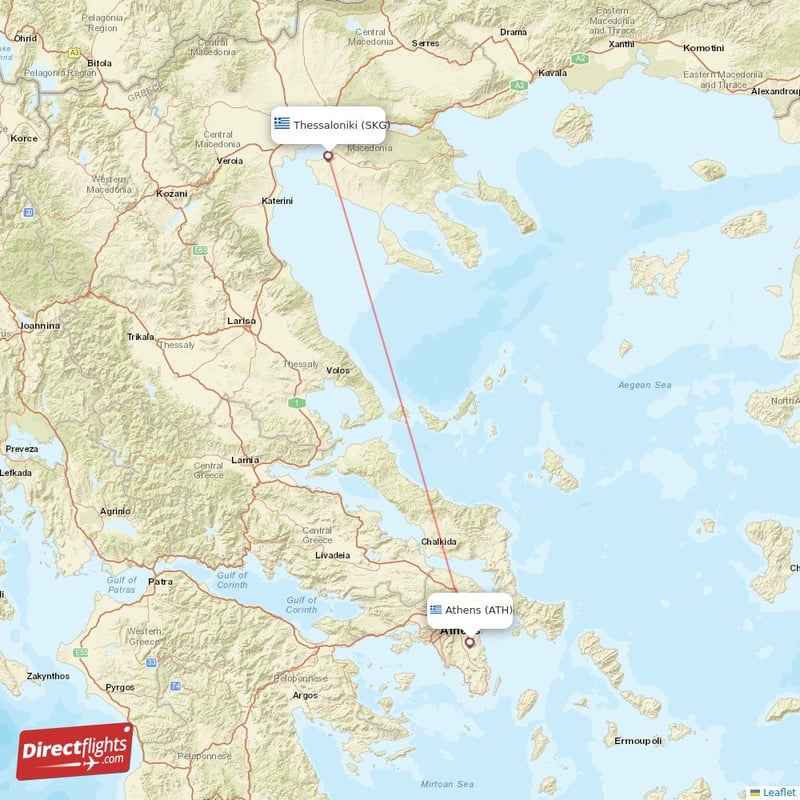 SKG - ATH route map