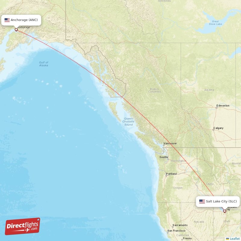 SLC - ANC route map