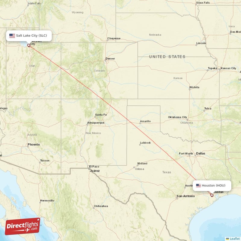 SLC - HOU route map
