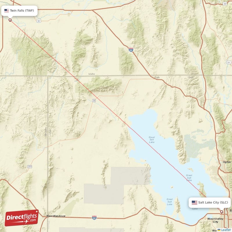 SLC - TWF route map