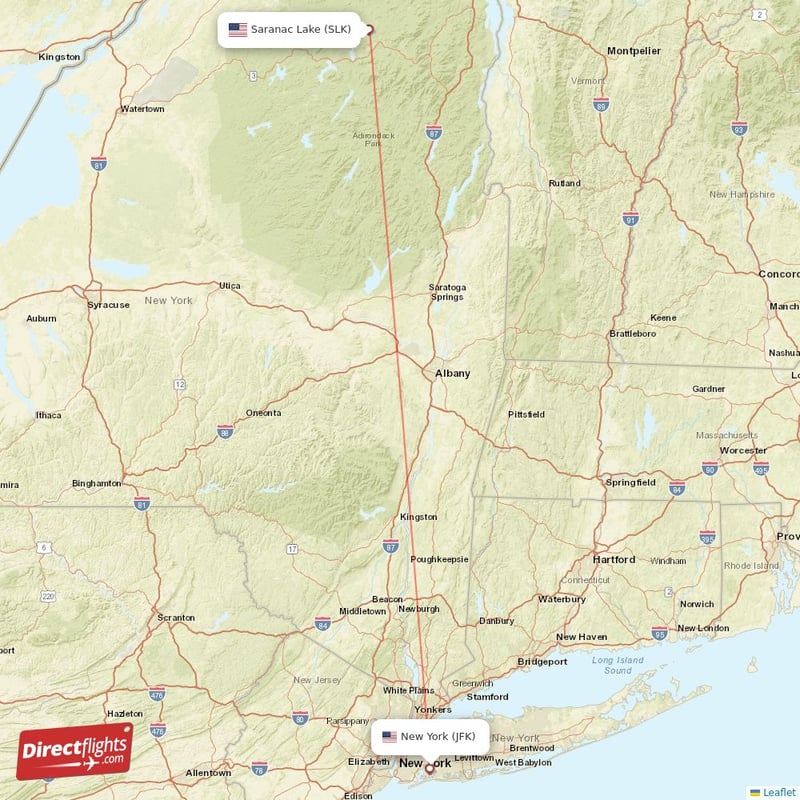 SLK - JFK route map