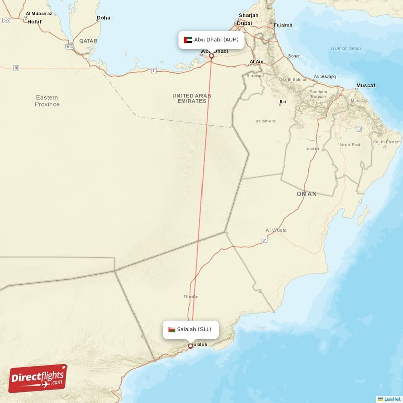 SLL - AUH route map
