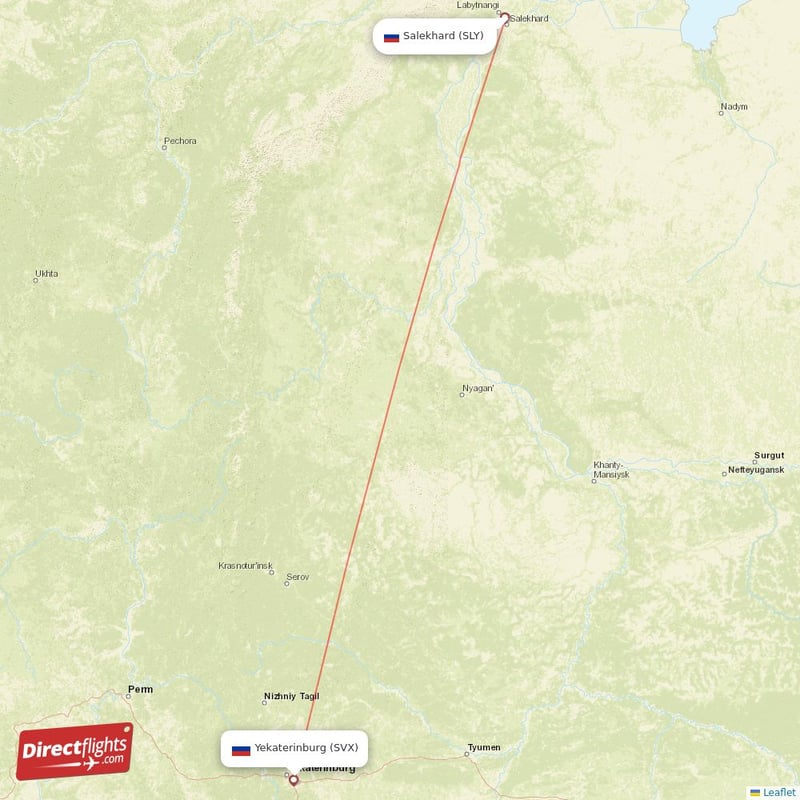 SLY - SVX route map