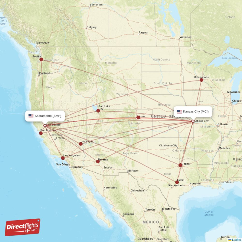 SMF - MCI route map