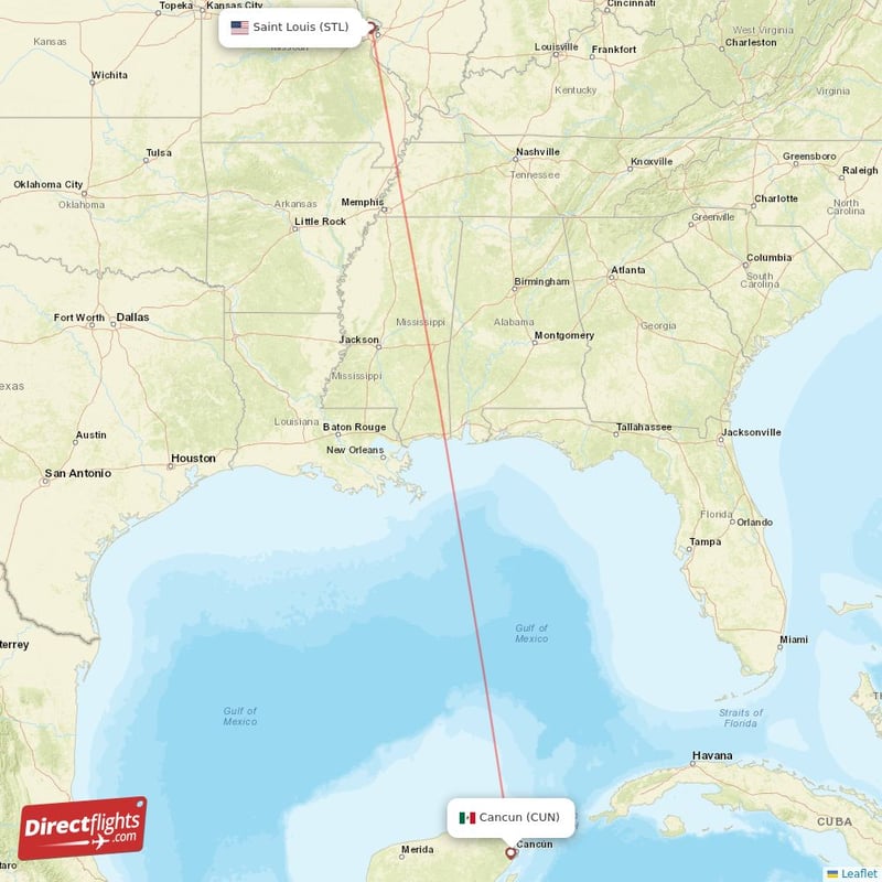 STL - CUN route map