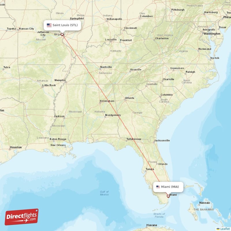 STL - MIA route map