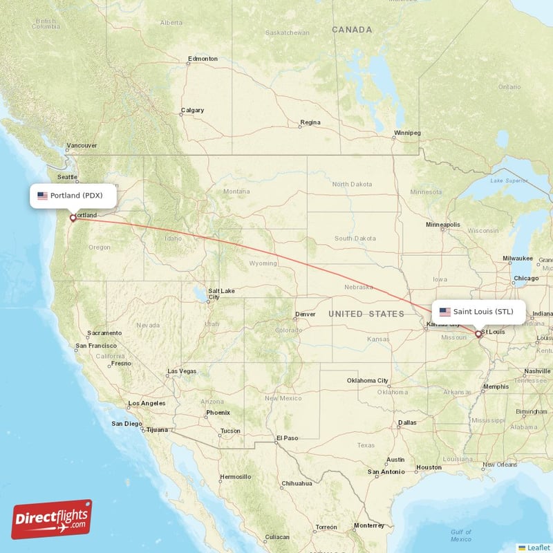 STL - PDX route map