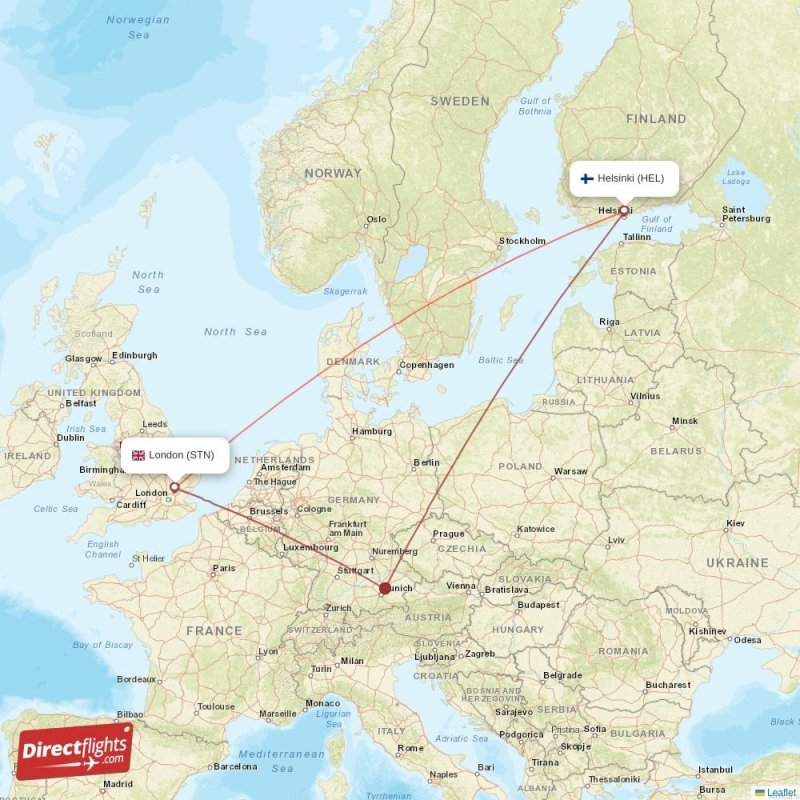 STN - HEL route map