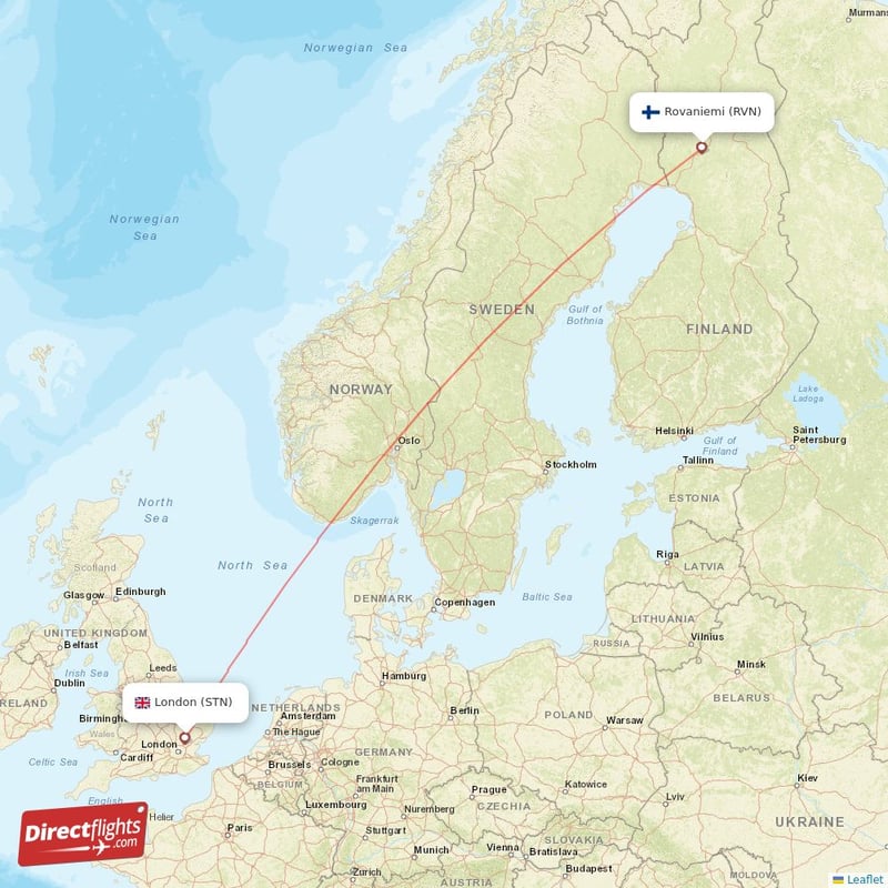 Direct flights from London to Rovaniemi STN to RVN non stop