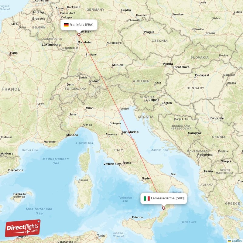 SUF - FRA route map