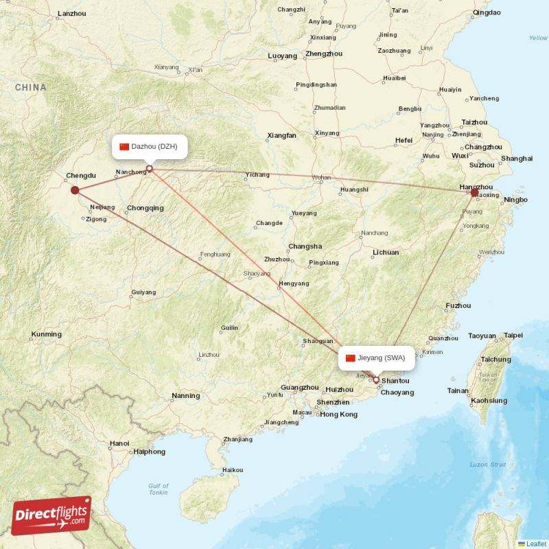 Direct flights from Jieyang to Dazhou, SWA to DZH non-stop ...