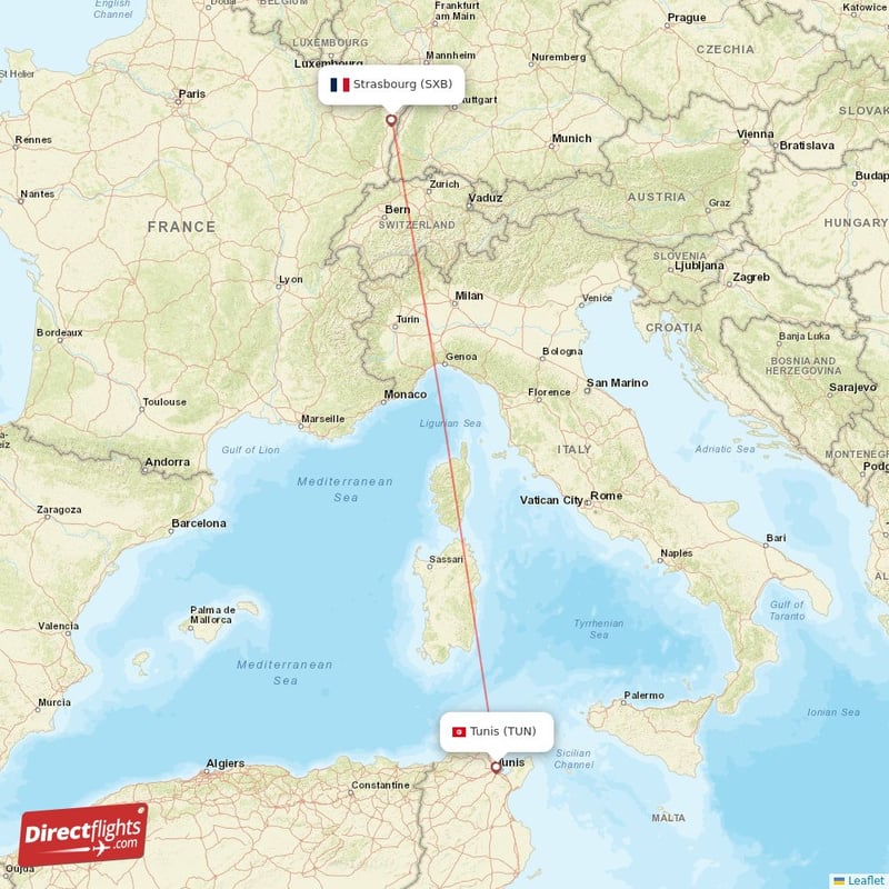 SXB - TUN route map
