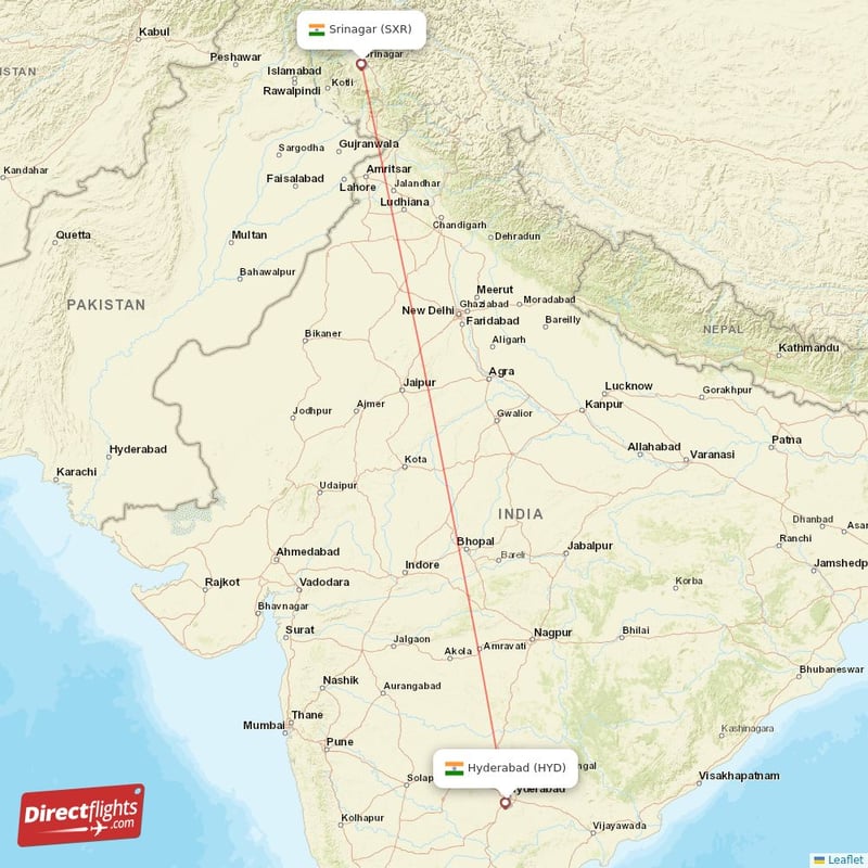 SXR - HYD route map