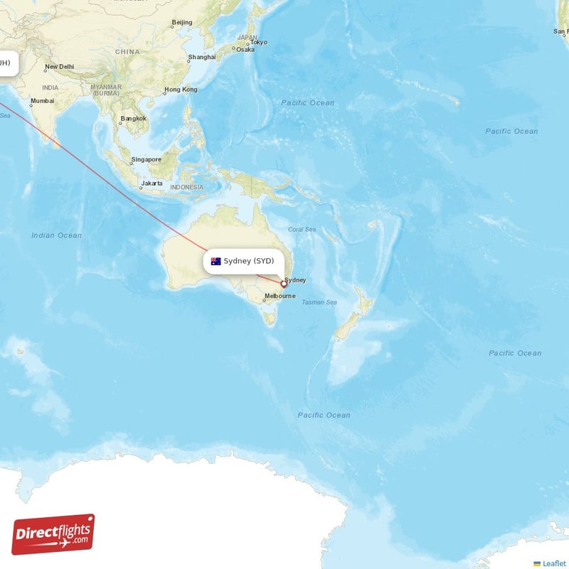 SYD - AUH route map