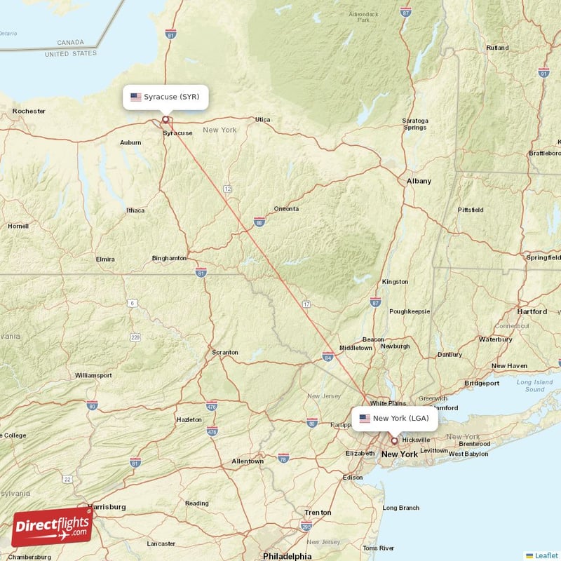 SYR - LGA route map