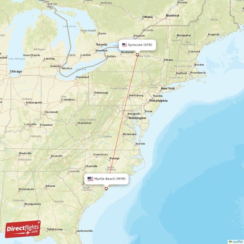 Direct flights from Syracuse to Myrtle Beach SYR to MYR non stop