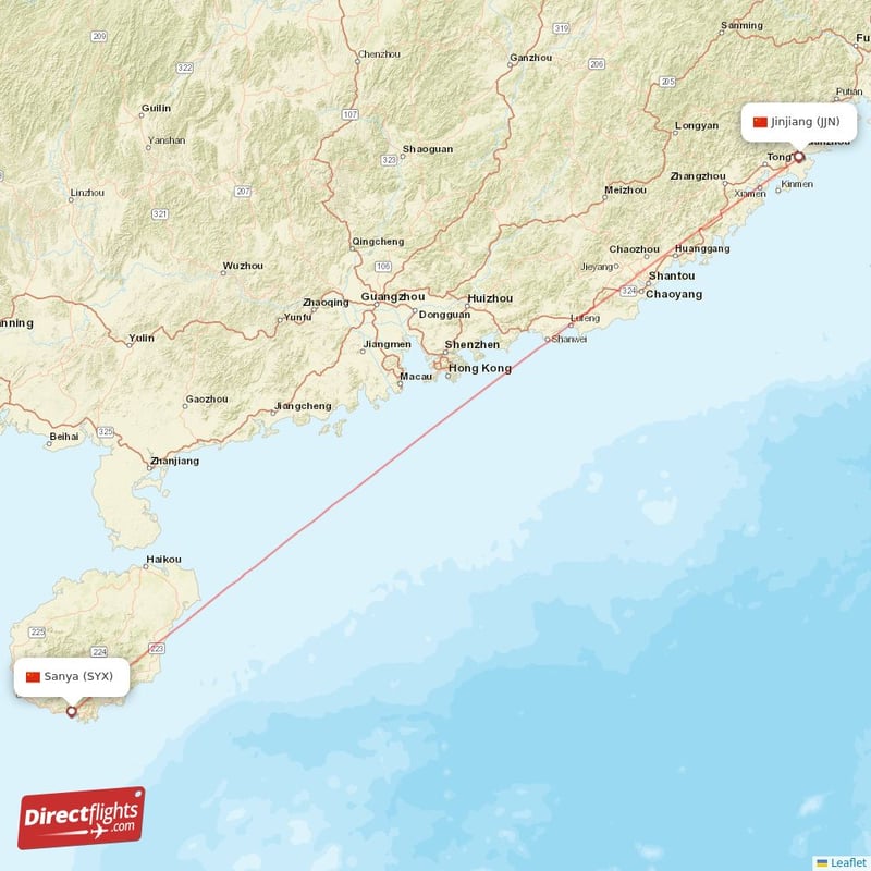 SYX - JJN route map