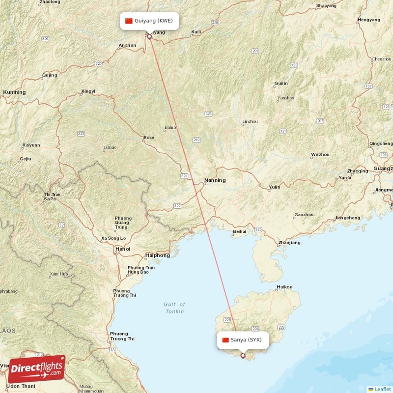 SYX - KWE route map