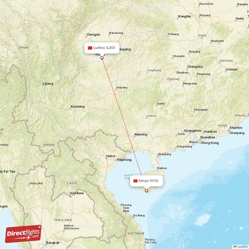 SYX - LZO route map