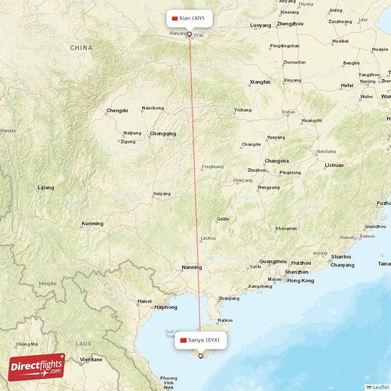 SYX - XIY route map