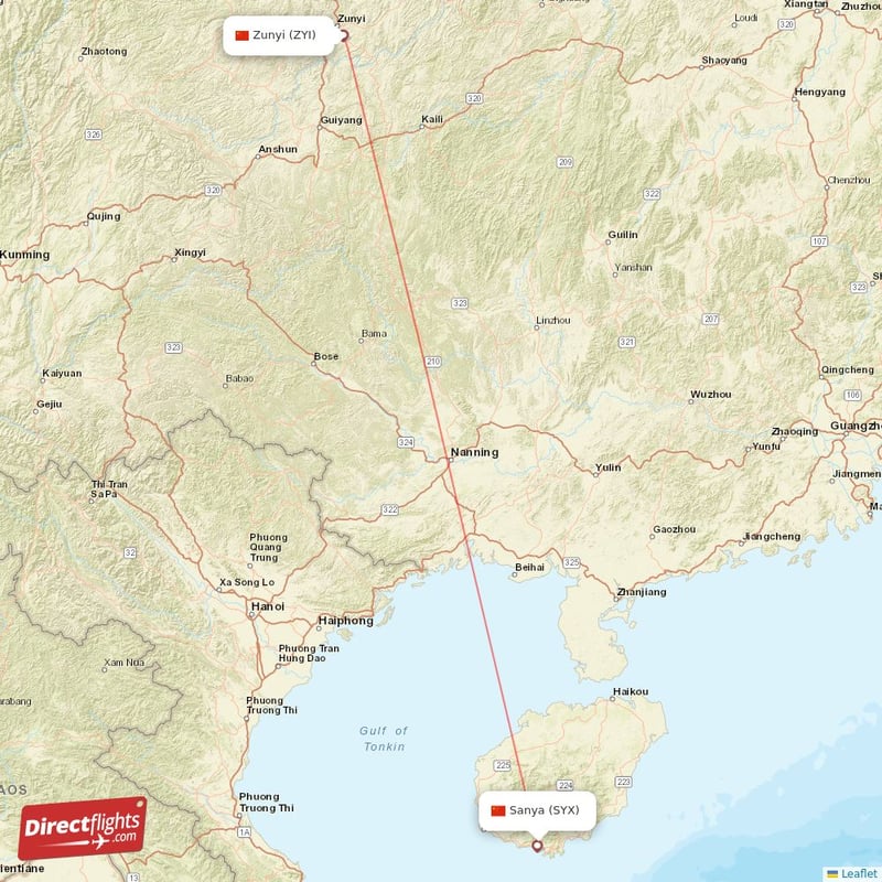 SYX - ZYI route map