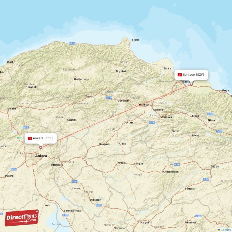SZF - ESB route map