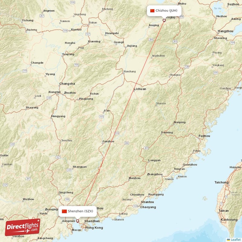 SZX - JUH route map