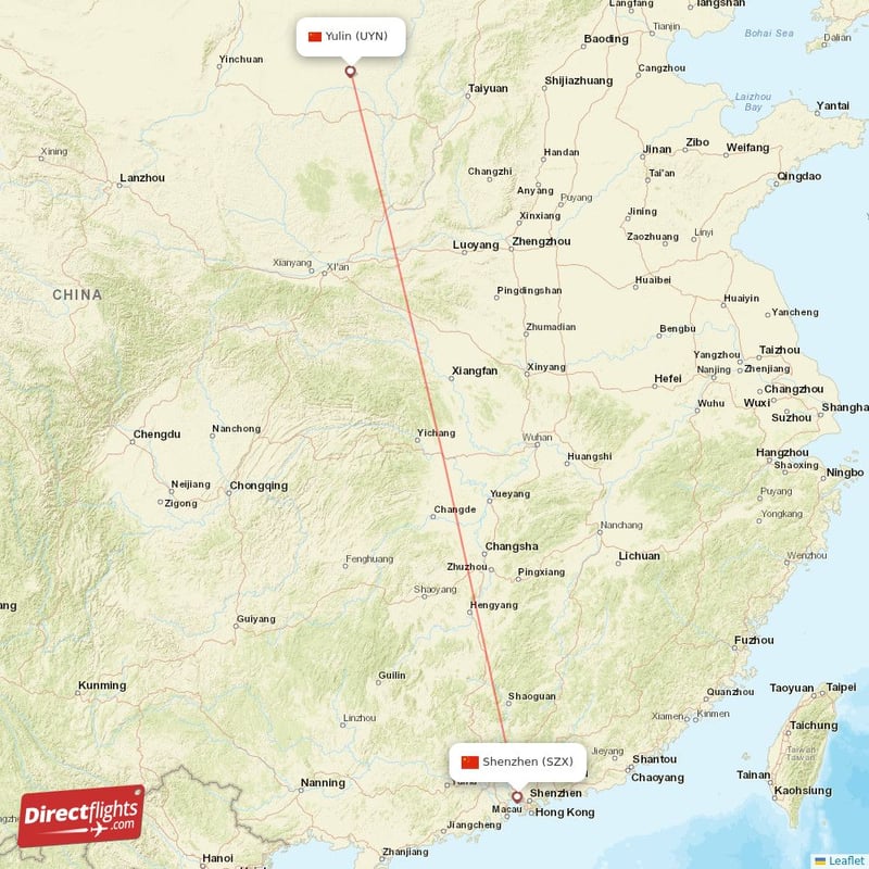 SZX - UYN route map