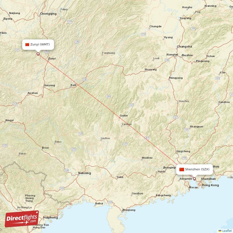 SZX - WMT route map