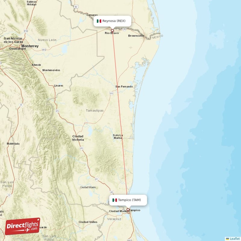 Direct flights from Tampico to Reynosa, TAM to REX non-stop ...