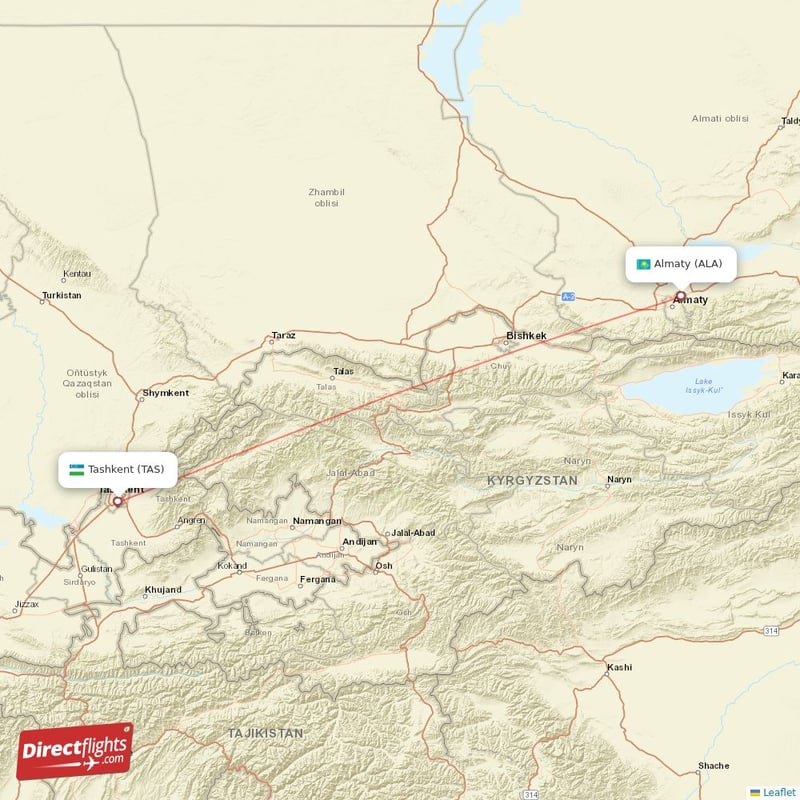 TAS - ALA route map