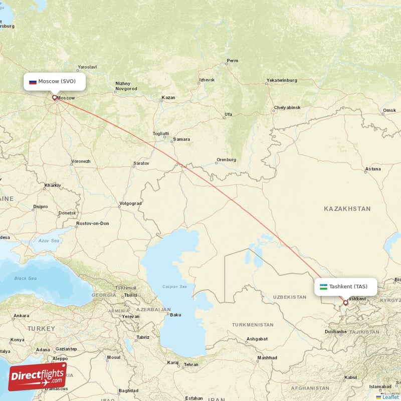 TAS - SVO route map