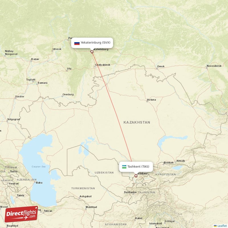 TAS - SVX route map