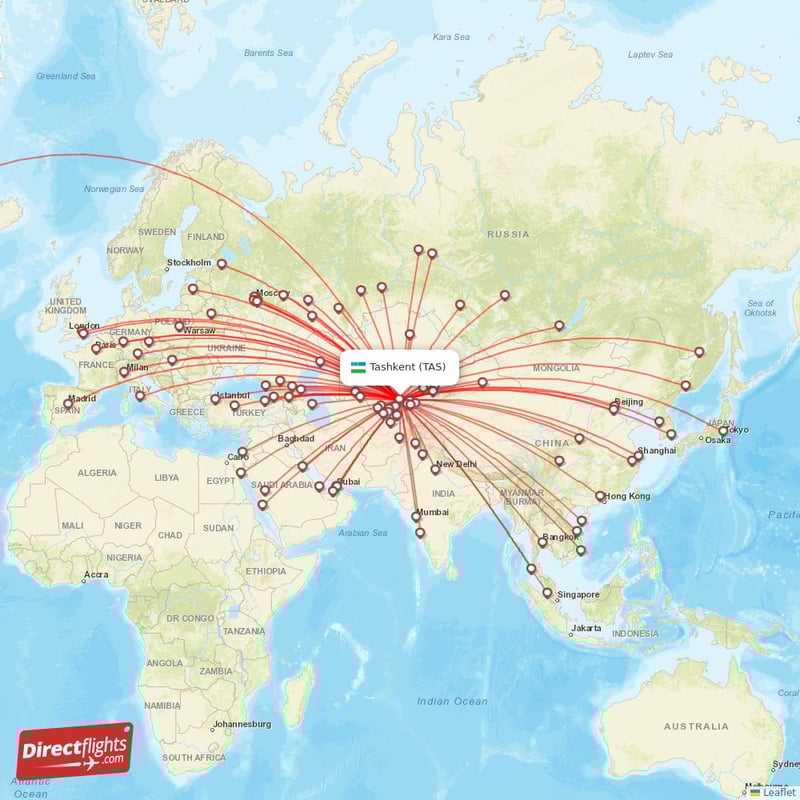 Direct flights to Tashkent TAS, Uzbekistan