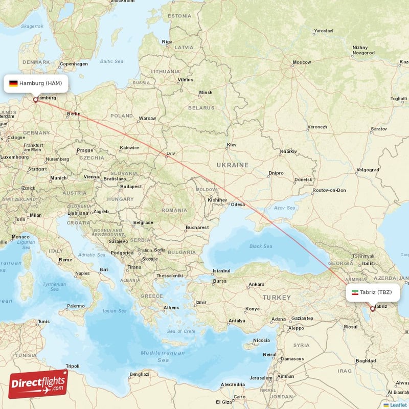 TBZ - HAM route map