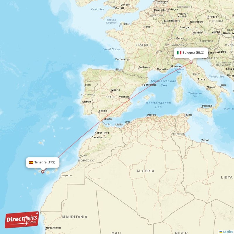 Direct flights from Tenerife to Bologna, TFS to BLQ nonstop