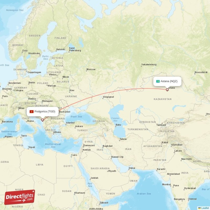 TGD - NQZ route map