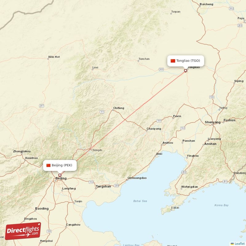 TGO - PEK route map