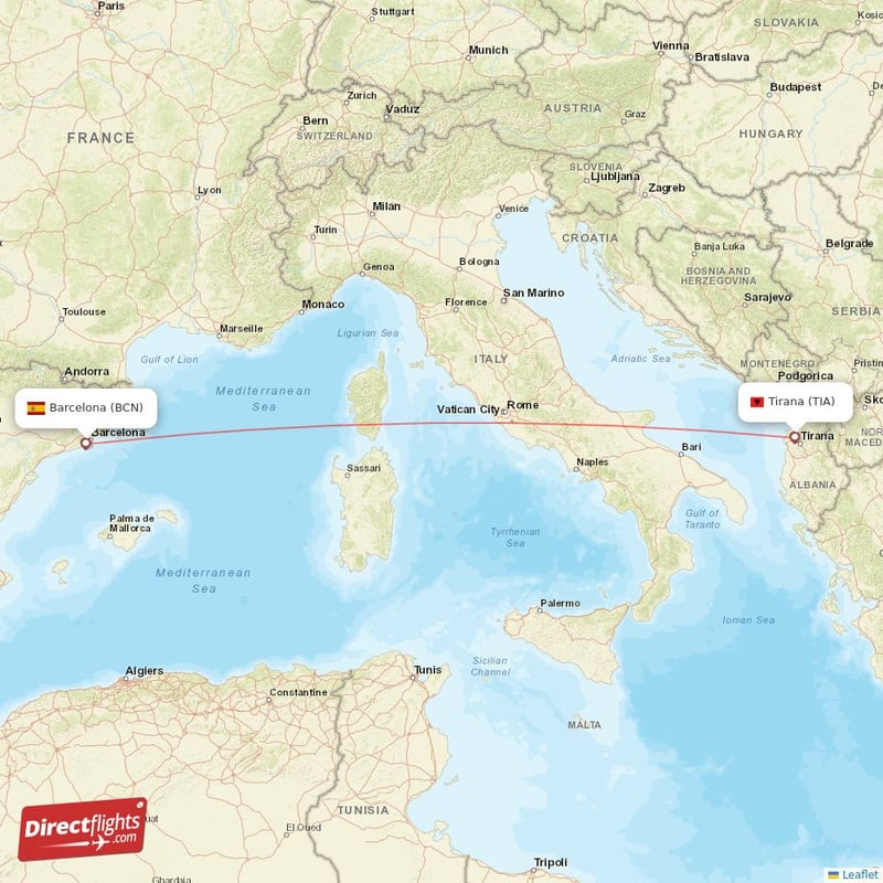 TIA - BCN route map
