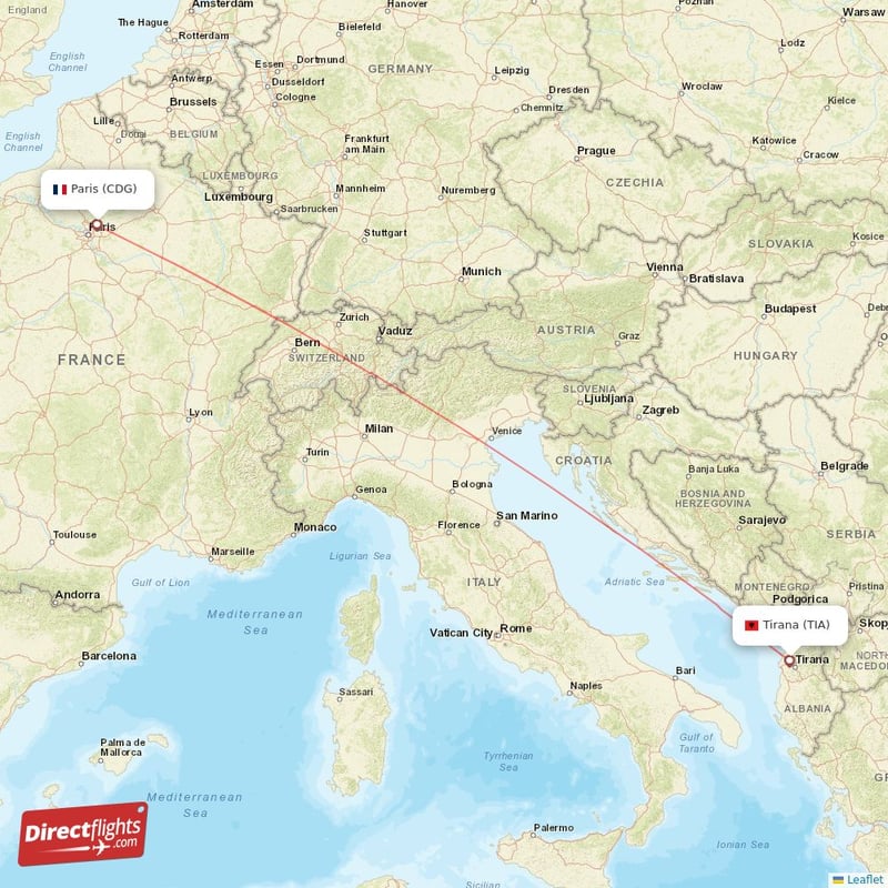 TIA - CDG route map