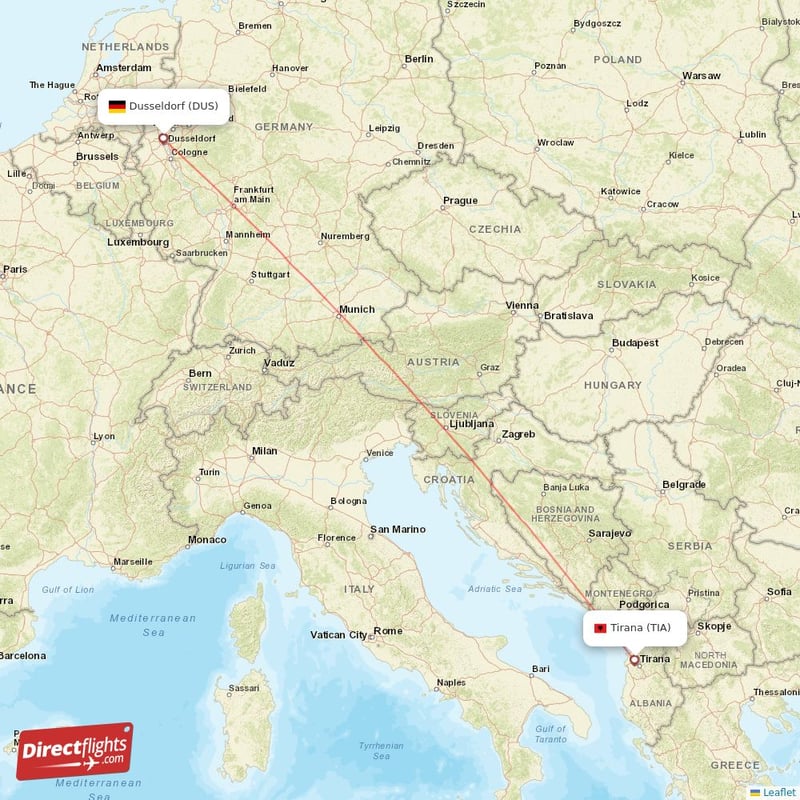 TIA - DUS route map