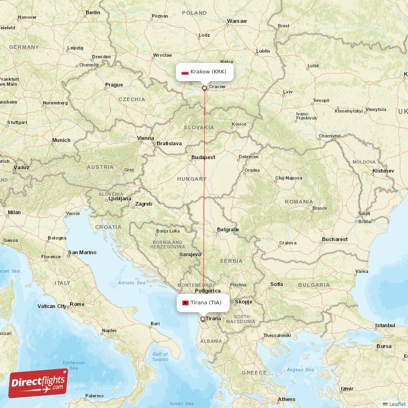 TIA - KRK route map