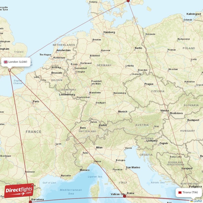 TIA - LGW route map
